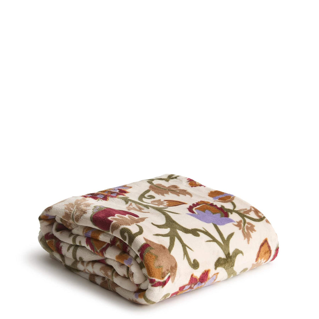 Plush Throw Blanket-Midnight Garden Paisley Antique White-Image 1-Vera Bradley