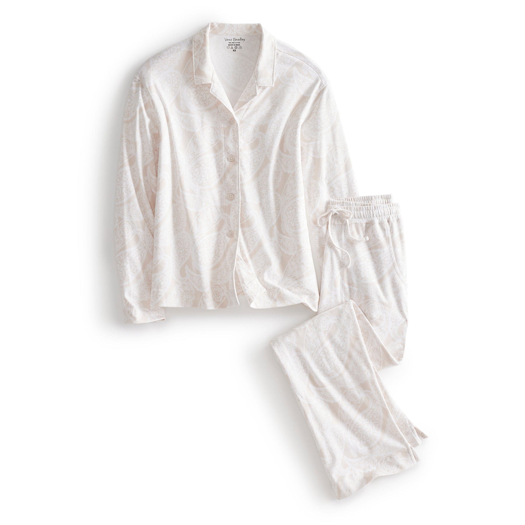 Long-Sleeved Pajama Set-Paisley Key Pumice Stone-Image 1-Vera Bradley
