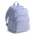 Quilted light blue backpack on a white background