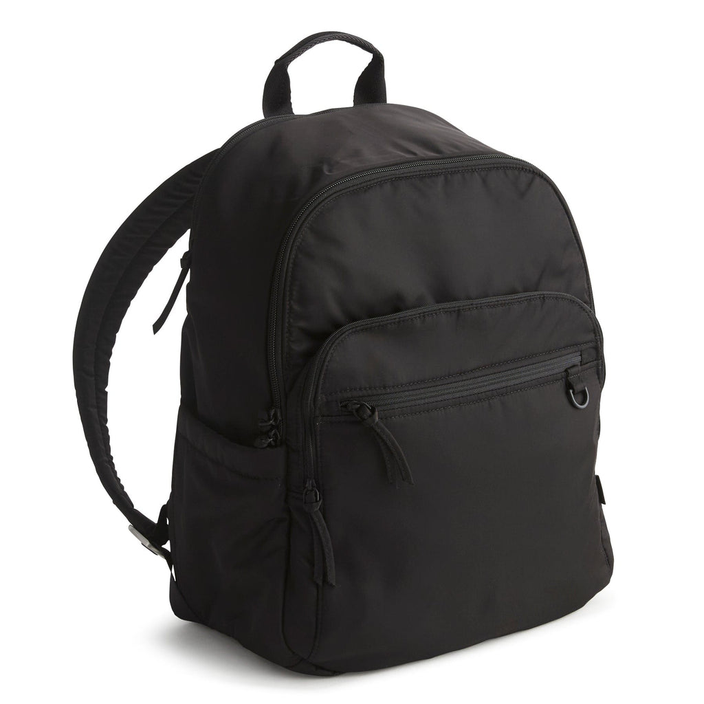 Black backpack on a white background