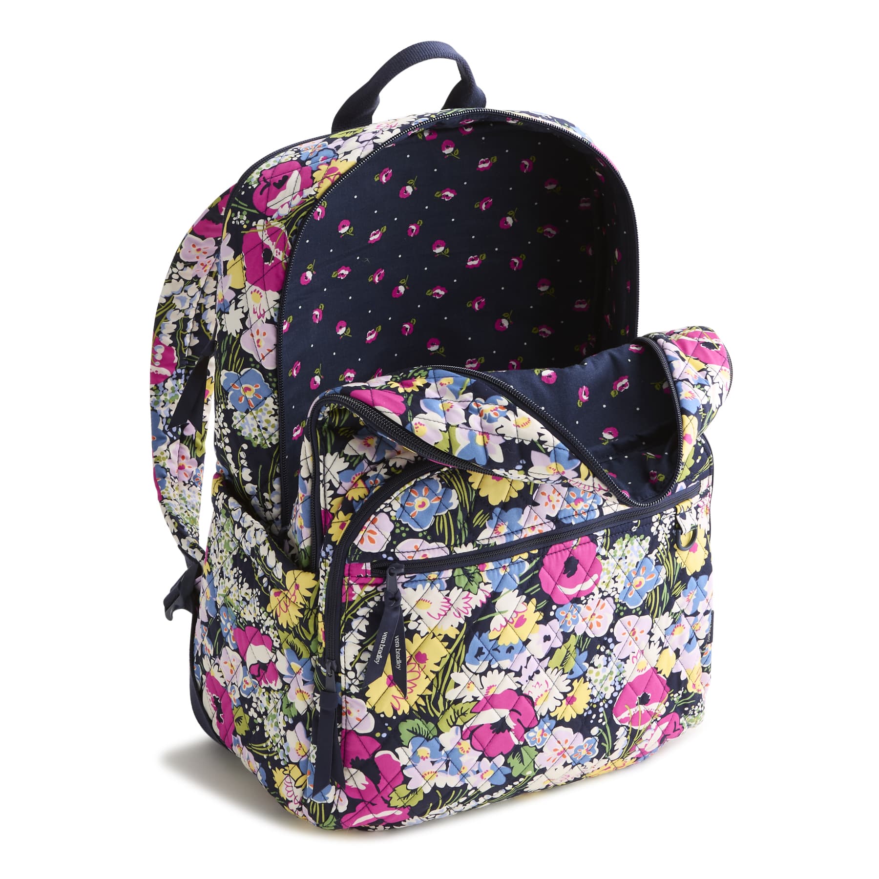 Floral patterned backpack on a white background