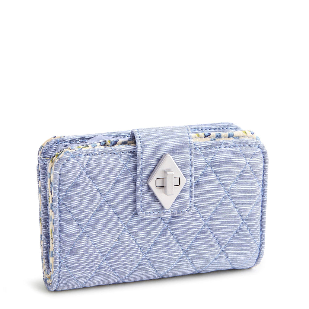 Small Turnlock Wallet-Blue Chambray-Image 1-Vera Bradley
