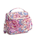 Floral patterned bag with a strap on a white background