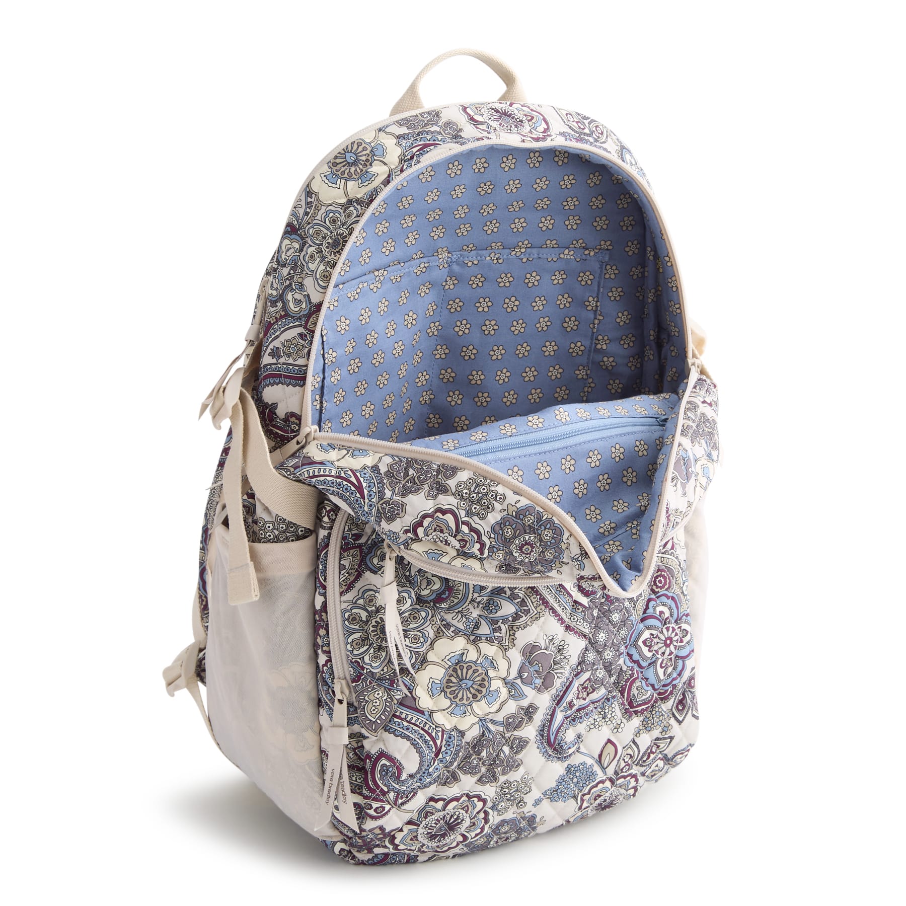 Backpack with paisley pattern on a white background