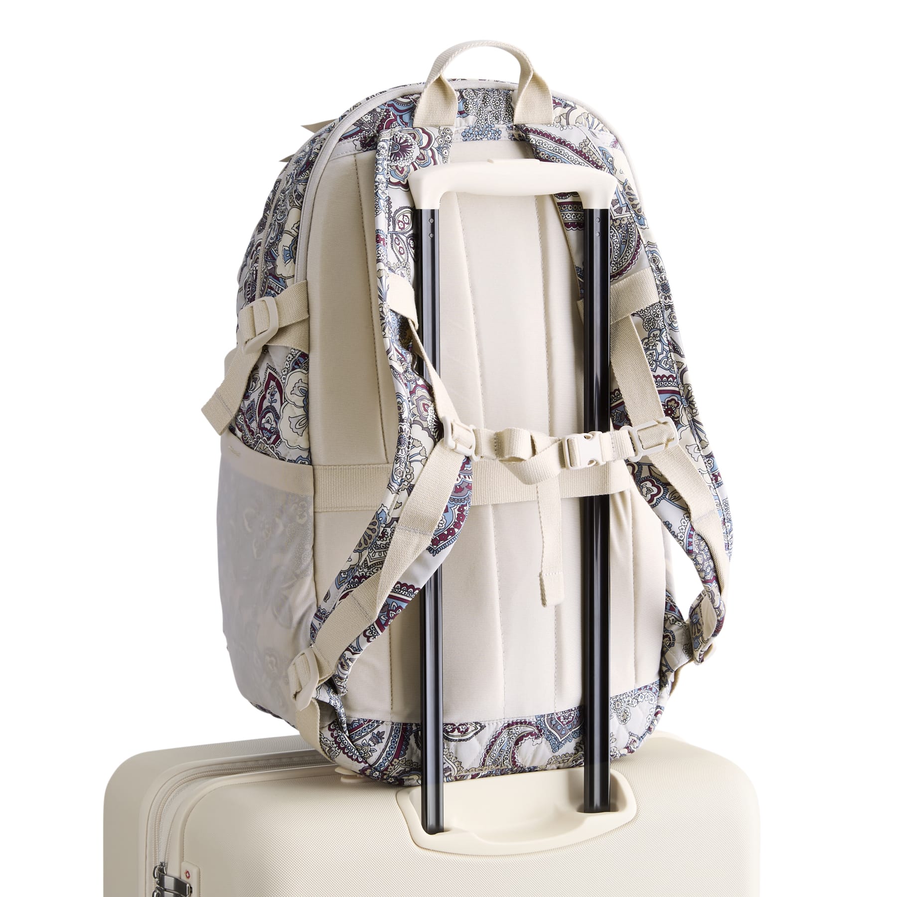 Backpack with floral pattern on a white background